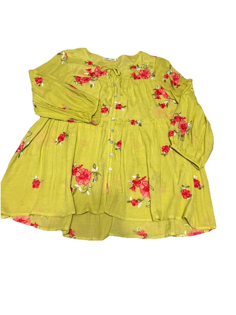 Figueroa & Flower BOHO CHIC Embroidered floral top size XL